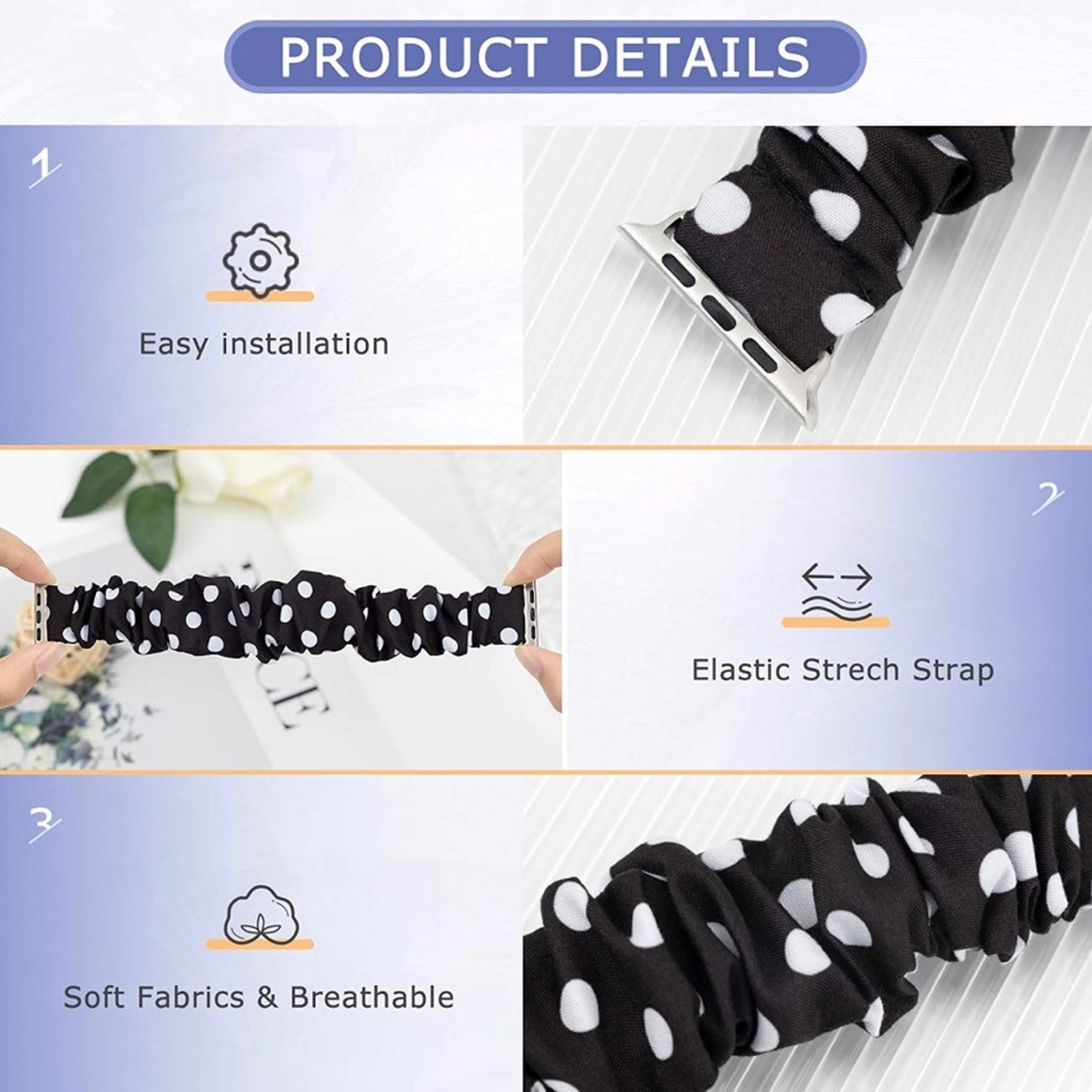 Apple Watch Band 38mm/40mm Black & White Polka Dot - Picture 7 of 7